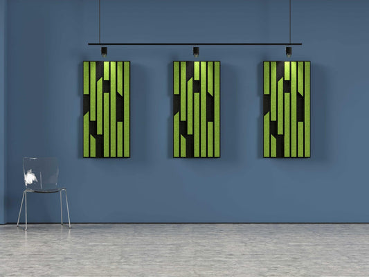 2x4 Acoustic Wall Panel - Bars - Moss on Slate