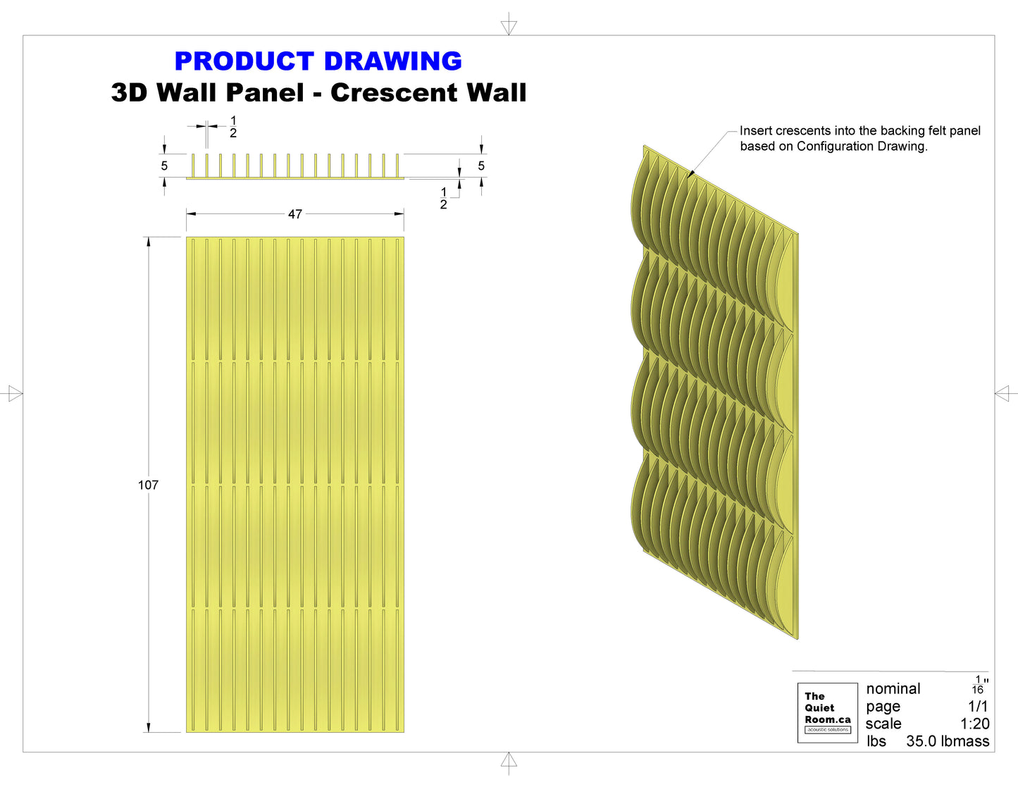 Acoustic 3D Wall Panel - Crescent Wall