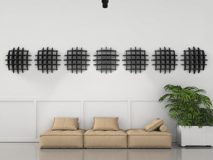 Acoustic felt 3d wall panels - dome diffuser 30"x30"x10" - room view render