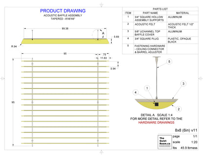 Acoustic Tapered Baffle Assembly 6" High x 8'x8'