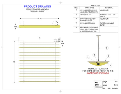 Acoustic-baffle-assembly-8x8_6in_Drawing-Tubular