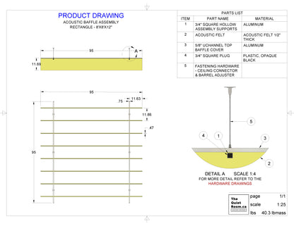 Acoustic-Ceiling- Baffle-Assembly-Rectangle-Drawing-8X8X12