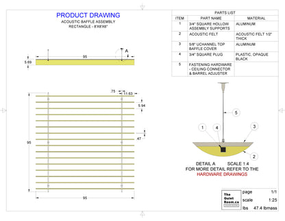 Acoustic-Ceiling- Baffle-Assembly-Rectangle-Drawing-8X8X6