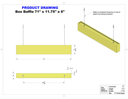 Acoustic Box Baffle Large 71" x 11.75" x 6"