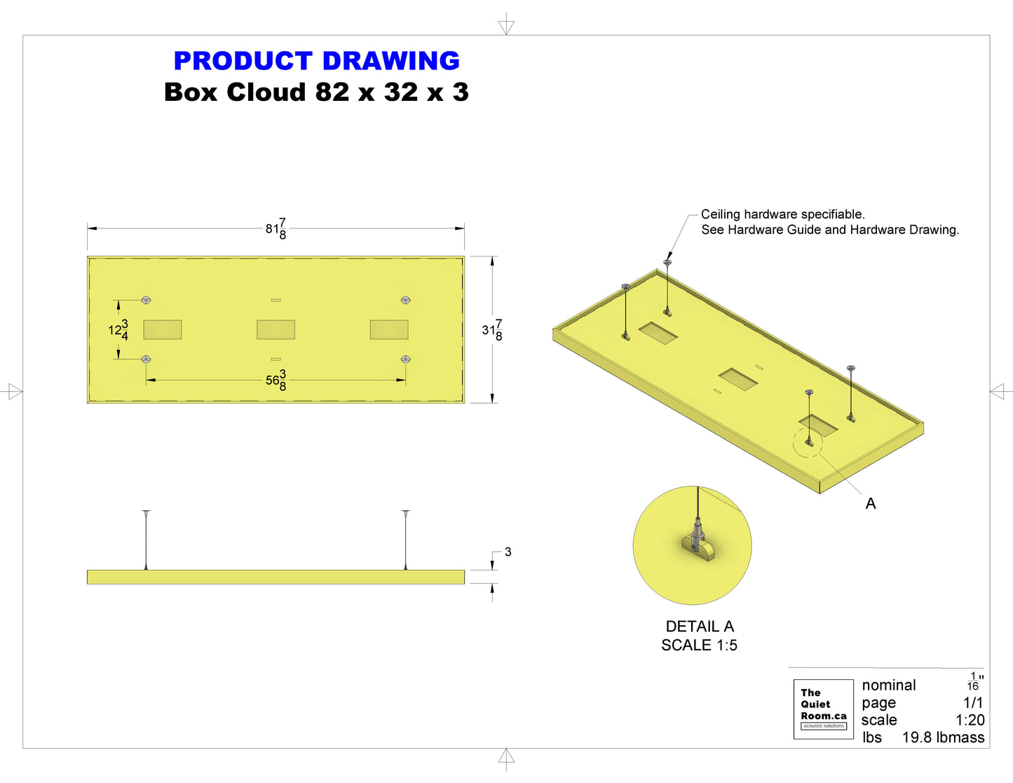 Acoustic Box Cloud 82" x 32" x 3"