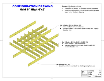 Acoustic Grid 6" High x 6'x6'