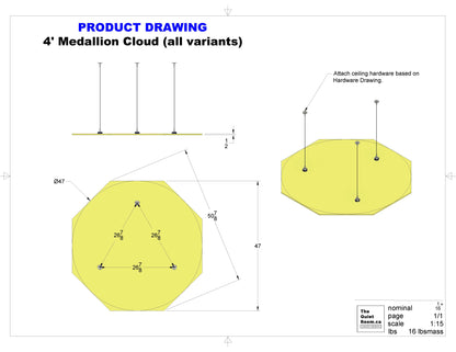 Acoustic Medallion Ceiling Cloud - 9 Points of Contact