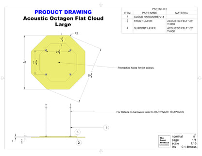 Acoustic Geometric Cloud - Large Octagon 50-1/4"