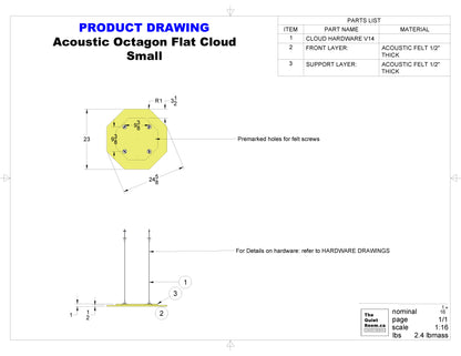 Acoustic Geometric Cloud - Small Octagon 24-5/8"