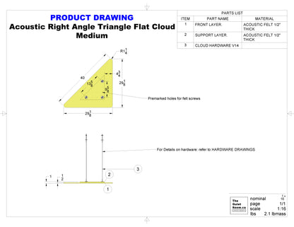 Acoustic Geometric Cloud - Medium Right Angle Triangle 40"