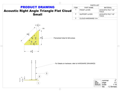 Acoustic Geometric Cloud - Small Right Angle Triangle 29-1/4"