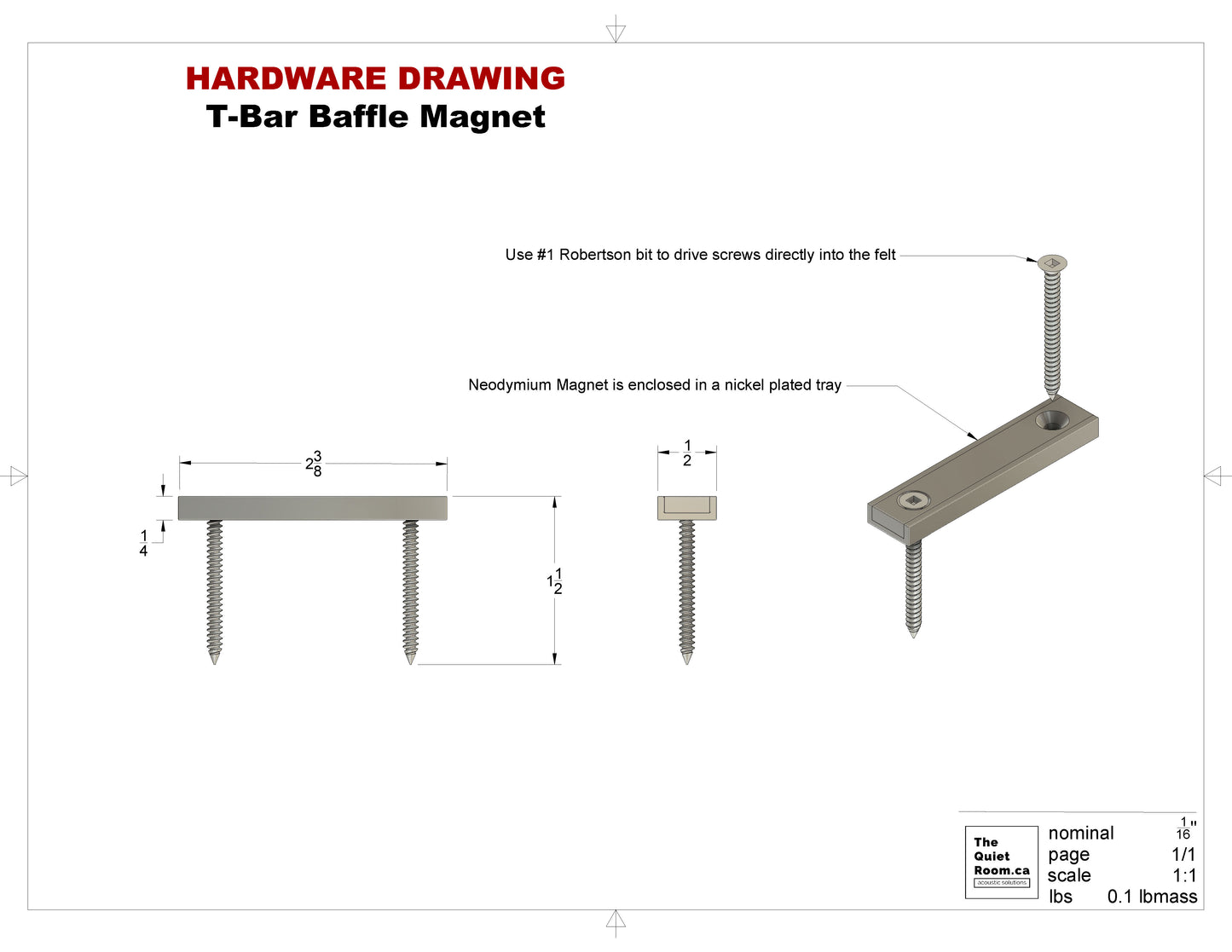 Acoustic T-Bar Single Baffle - Rectangle