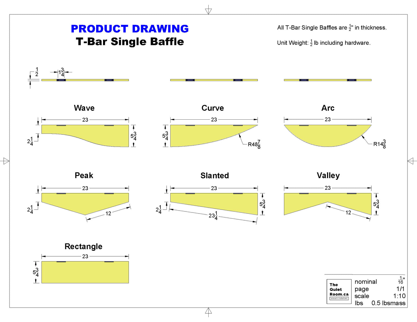 Acoustic T-Bar Single Baffle - Rectangle