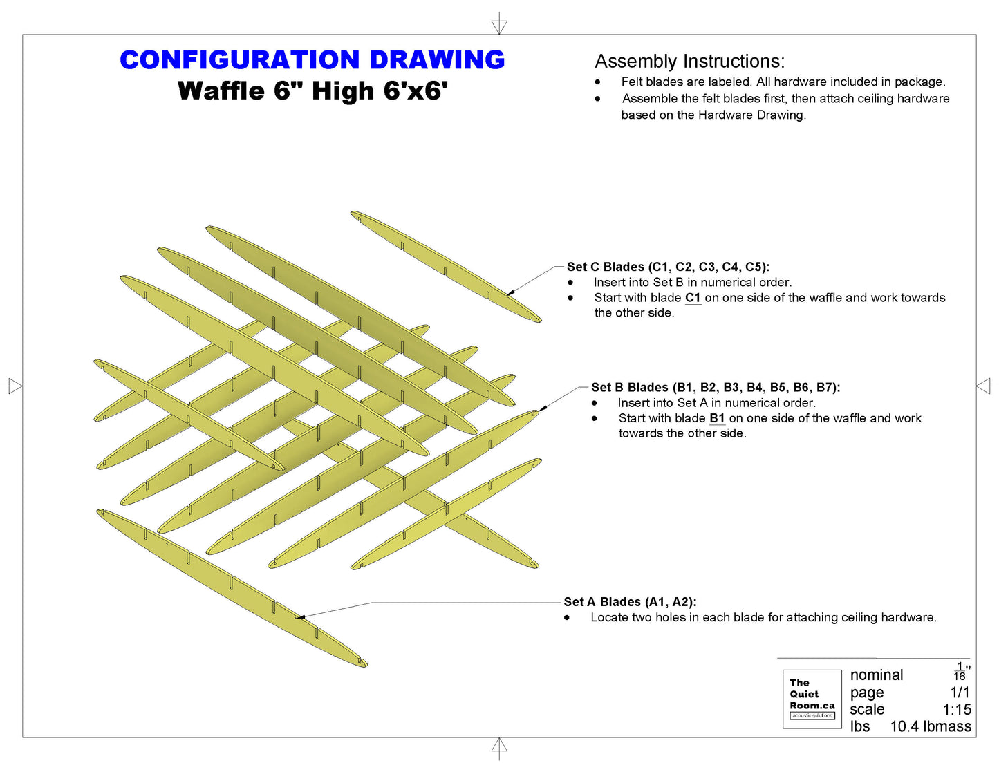 Acoustic Waffle Cloud 6" High x 6'x6'